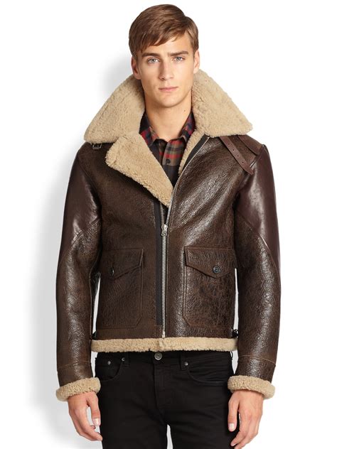 burberry shearling coats on sale|shearling aviator jacket men's.